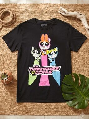 THE POWERPUFF GIRLS Y2K Nostalgia Cartoon Network Black Graphic Tee
